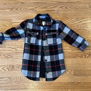 Kids Gap Fleece Lined Plaid Shacket Coat
